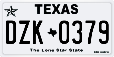 TX license plate DZK0379
