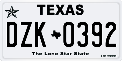 TX license plate DZK0392