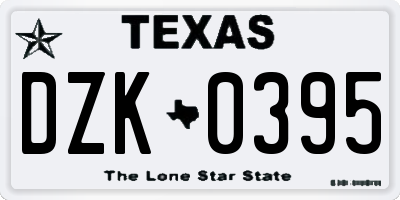 TX license plate DZK0395