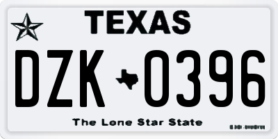 TX license plate DZK0396