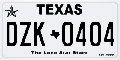 TX license plate DZK0404