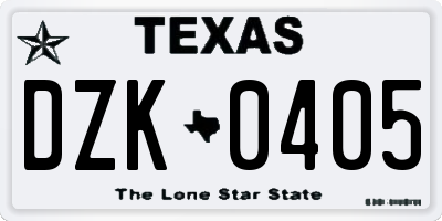TX license plate DZK0405