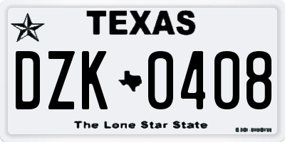 TX license plate DZK0408