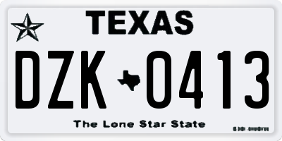 TX license plate DZK0413