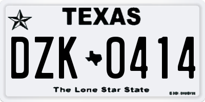 TX license plate DZK0414
