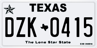 TX license plate DZK0415