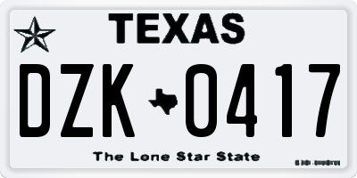 TX license plate DZK0417