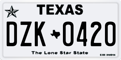 TX license plate DZK0420