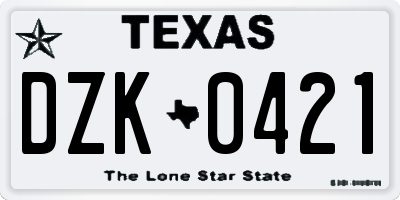 TX license plate DZK0421