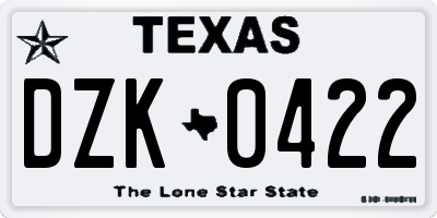 TX license plate DZK0422
