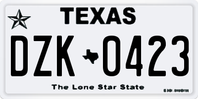 TX license plate DZK0423