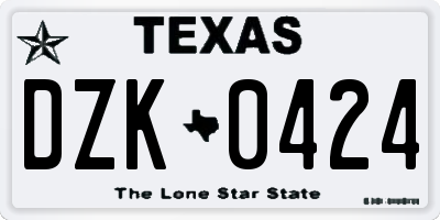 TX license plate DZK0424