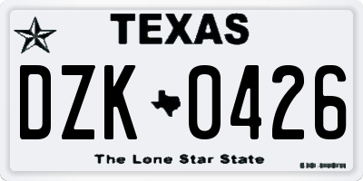 TX license plate DZK0426