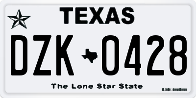 TX license plate DZK0428