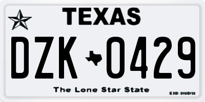 TX license plate DZK0429