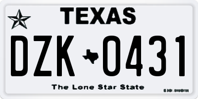 TX license plate DZK0431