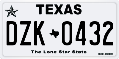 TX license plate DZK0432
