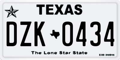 TX license plate DZK0434