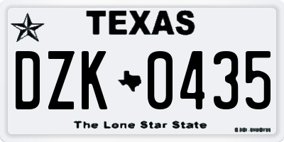 TX license plate DZK0435