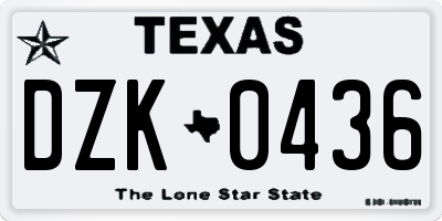 TX license plate DZK0436
