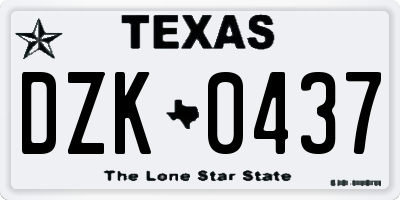 TX license plate DZK0437