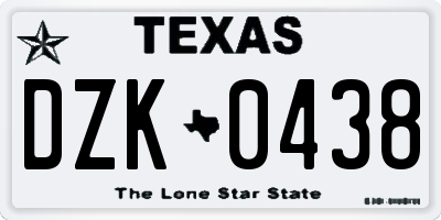 TX license plate DZK0438