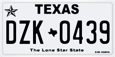 TX license plate DZK0439