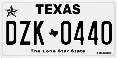 TX license plate DZK0440