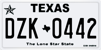 TX license plate DZK0442