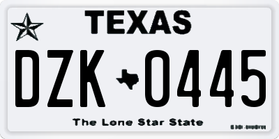 TX license plate DZK0445