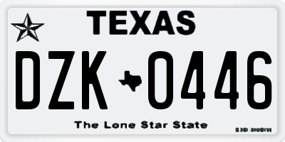 TX license plate DZK0446