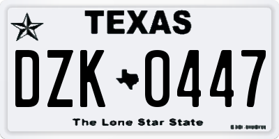 TX license plate DZK0447