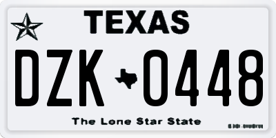 TX license plate DZK0448