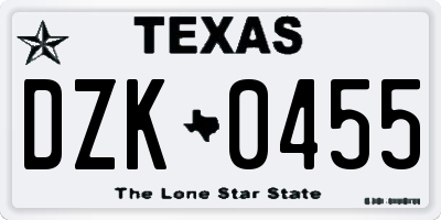 TX license plate DZK0455