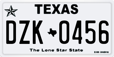 TX license plate DZK0456