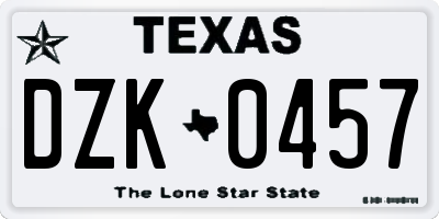TX license plate DZK0457