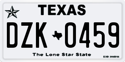 TX license plate DZK0459