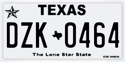 TX license plate DZK0464