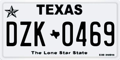 TX license plate DZK0469