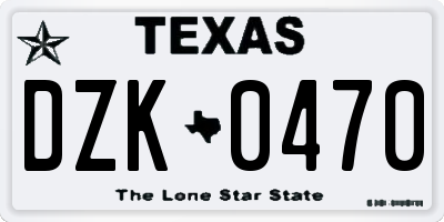 TX license plate DZK0470