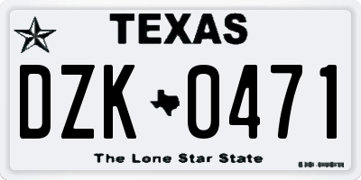 TX license plate DZK0471
