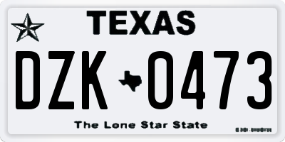 TX license plate DZK0473