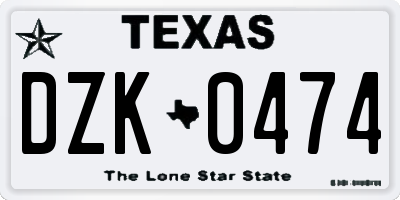 TX license plate DZK0474
