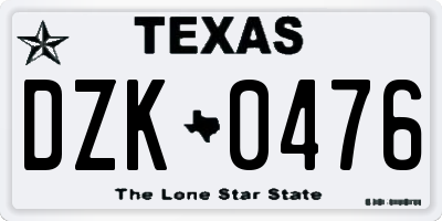 TX license plate DZK0476