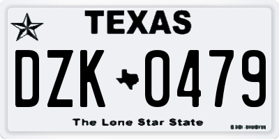 TX license plate DZK0479