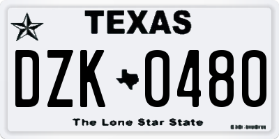 TX license plate DZK0480