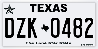 TX license plate DZK0482
