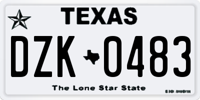 TX license plate DZK0483