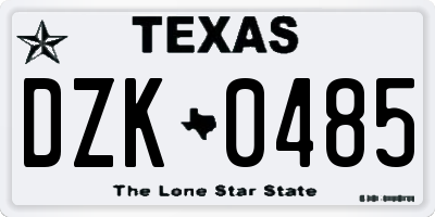 TX license plate DZK0485