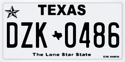 TX license plate DZK0486
